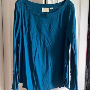 Maeve by Anthropologie Teal Long Sleeve Top
